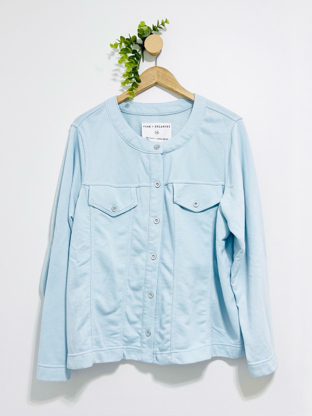 Jane And Delancey NWT Minimalist Light Blue Button Front Casual Jacket